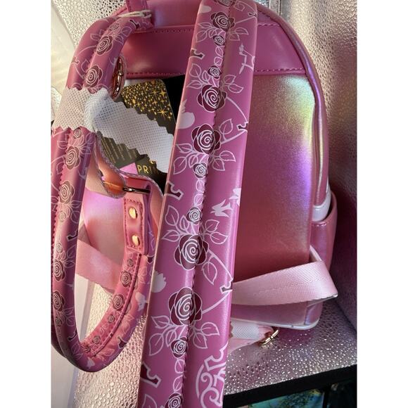 NWT Exclusive Loungefly Disney Sleeping Beauty Shiny Series Backpack & Wallet